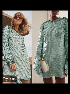 Zimmermann Mint Sequin Mini Dress
